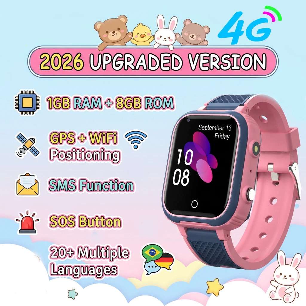 2026 New Smart Watch 4G Kids GPS WIFI Video Call SOS LT21 Child Smartwatch Camera Monitor Tracker Location Phone Watch Boy Girl