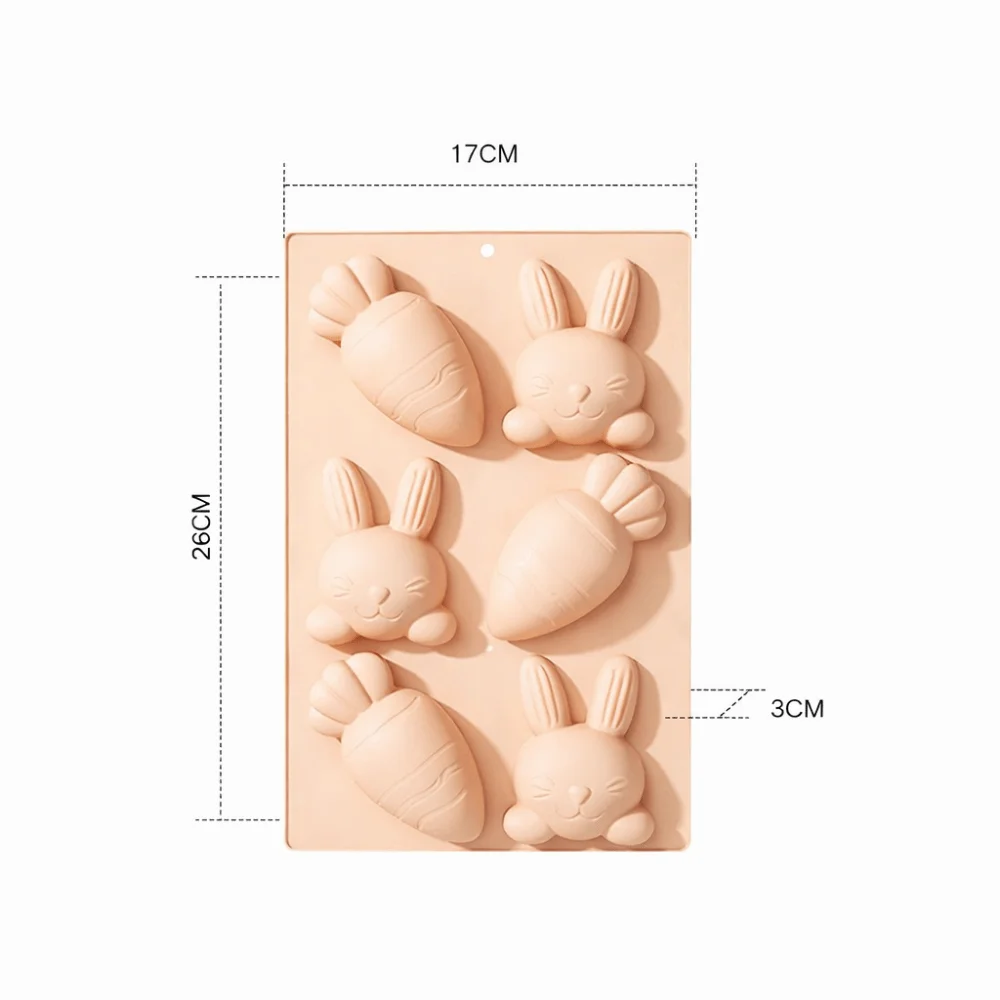 Heat-Resistant Easter Egg Bunny Mold Easter Bunny Design Food Grade Silicone Silicone Cake Mold 3D Design Surprise Design