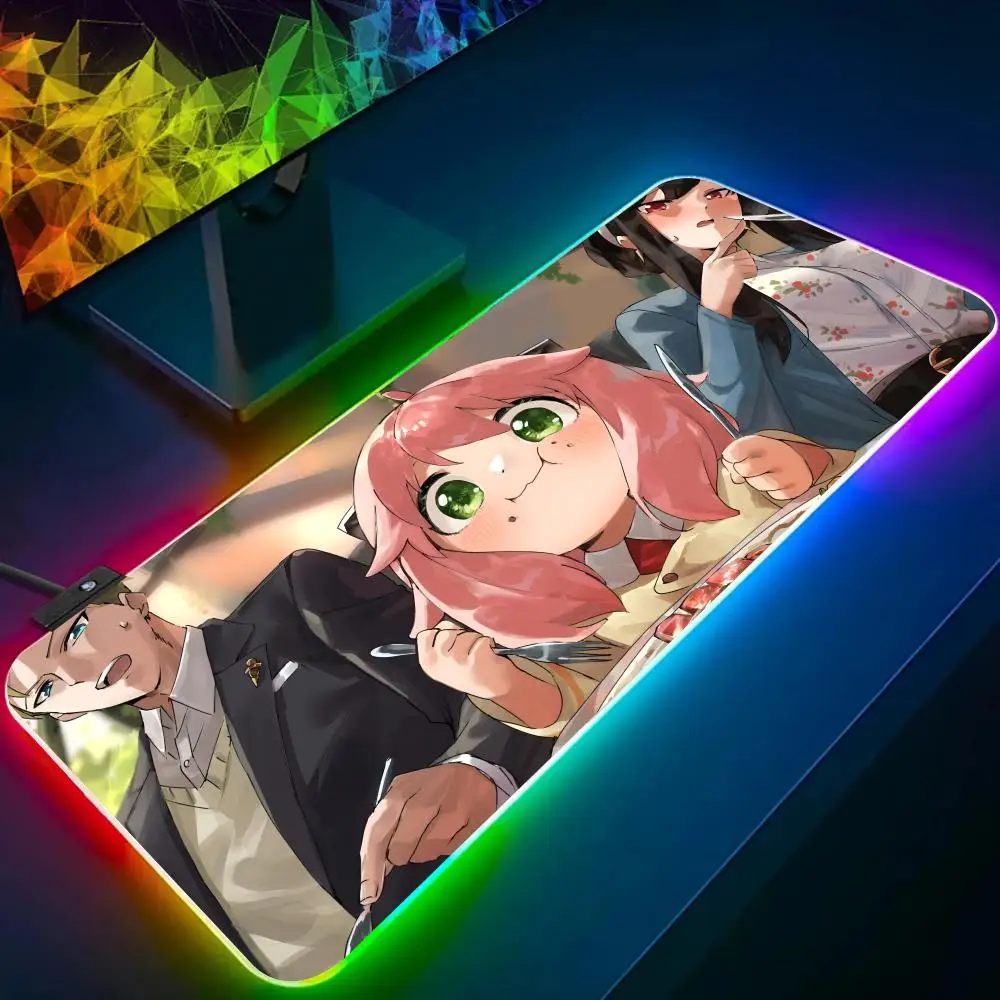 Anime S-SPY F-Family Mouse Pad RGB Glow Personality Picture Custom PC Table Mat Carpet Mat Game Player Dedicated LED