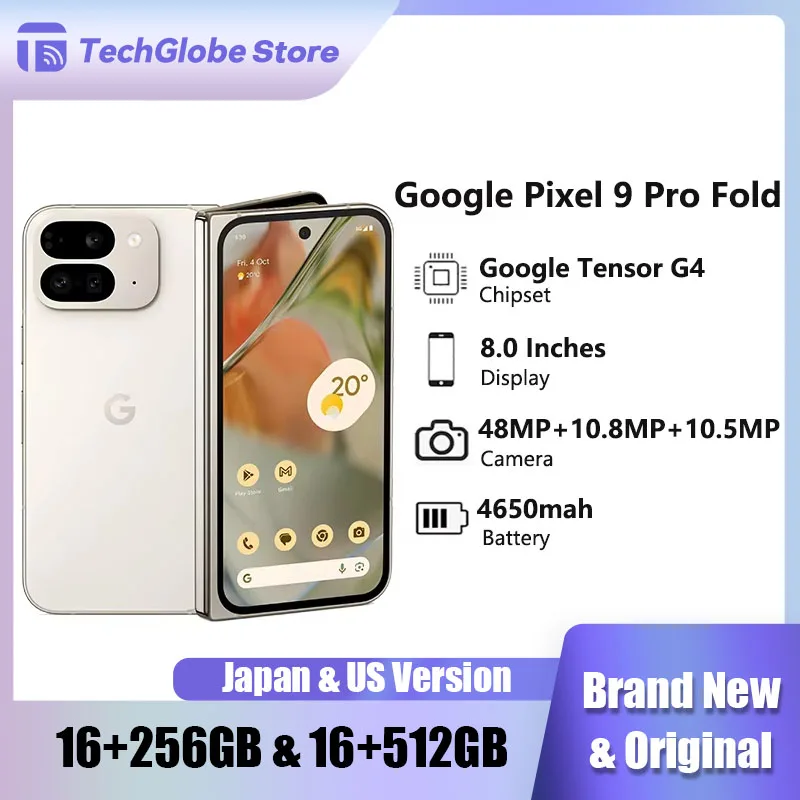 Google Pixel 9 Pro Fold 8.0 inches Pixel9 Google Tensor G4 16GB RAM Global 256GB Rom OLED 120Hz 4650 mAh NFC original SmartPhone