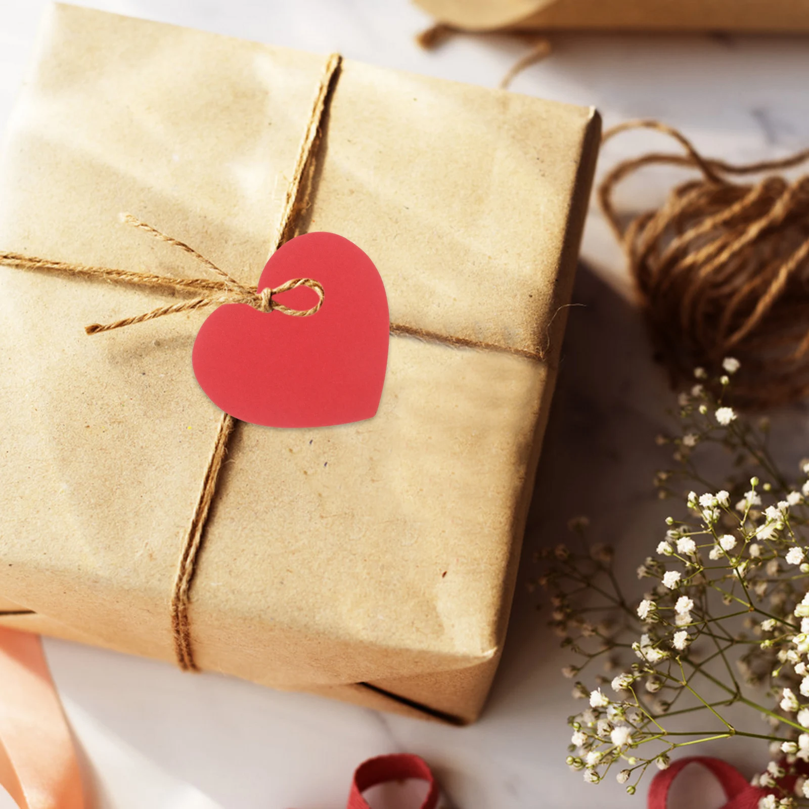 

100 Pcs Red Heart Tags Paper Embellishments Valentine Day Decorative Ornaments Gifts Packaging Materials Thick Paper