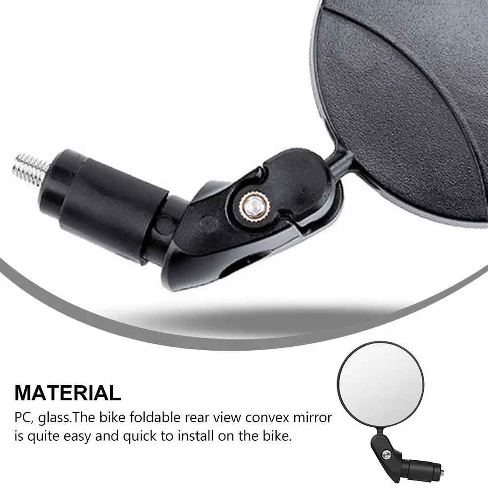 Bike Foldable Rearview Mirror Adjustable Convex Reflective Handlebar Mirror Compatible with Mtb Road Folding Bikes