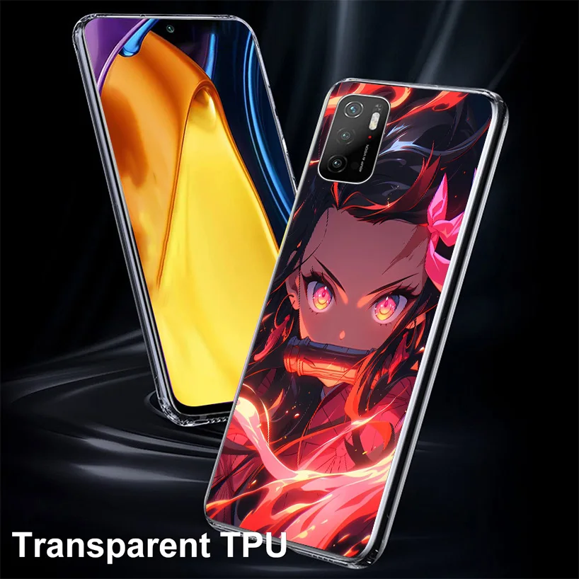 Nezuko Demon Slayer Phone Case For Xiaomi Poco X6 X5 X3 Nfc X4 GT M5S F6 F5 Pro M3 F3 F2 F1 M4 F4 5G Soft TPU Back Cover X5 X3 N