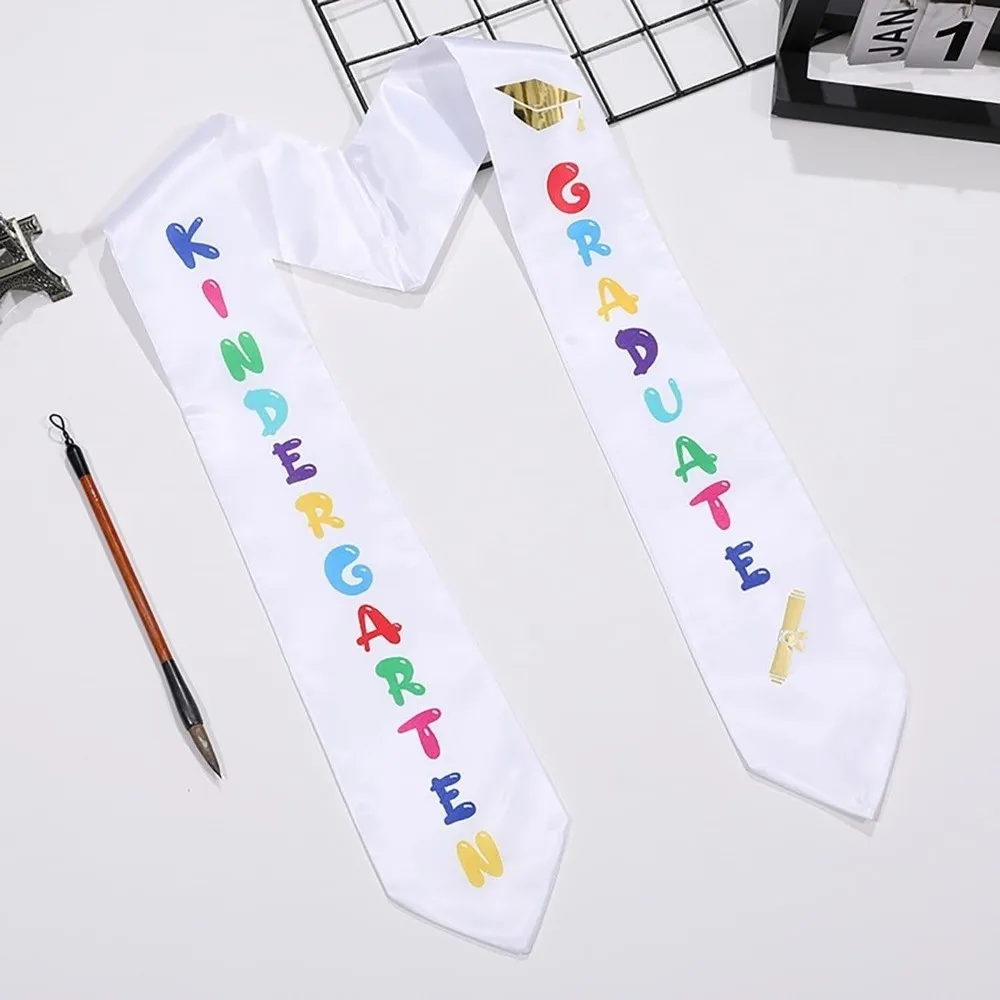 

New Satin Kindergarten Preschool Graduation Shawl Printed with Letter Ceremonial Belt Honor Scarf Graduation Party Supplies