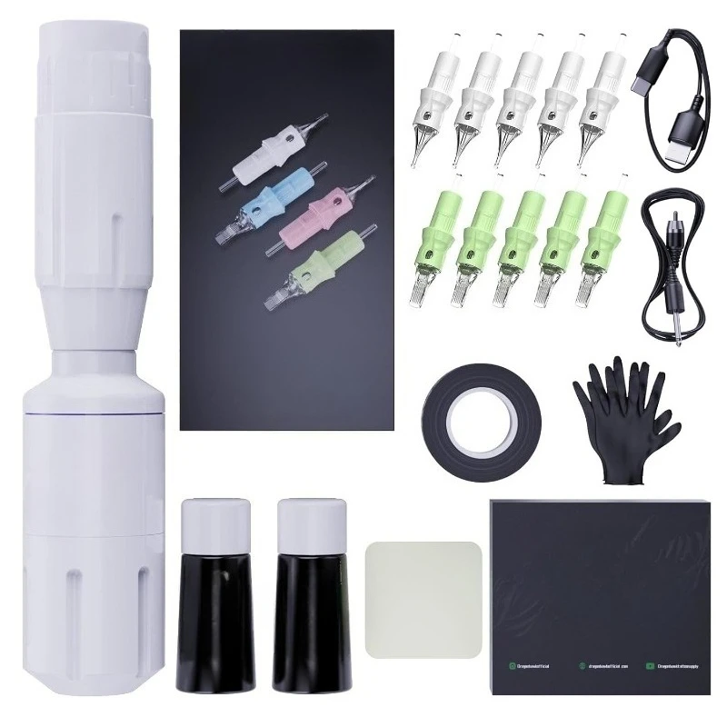 

Tattoo Gun Kit S1 Rotary Pen Machine with Cordless Battery Power supply Needles Cartridges for Beginner Practice & Le
