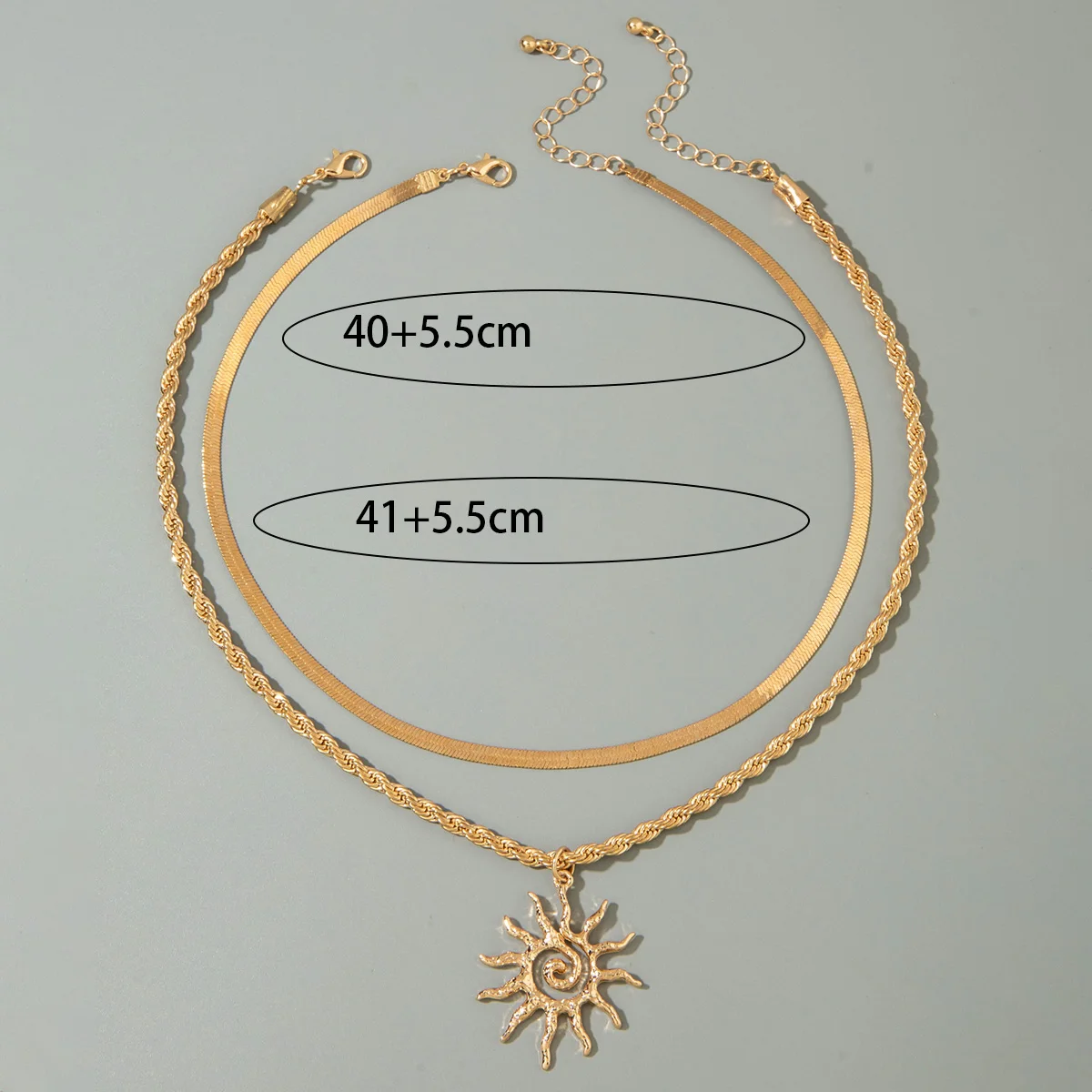 Docona Fashion Retro Metal Double Chain Alloy Sunflower Pendant for Women's Summer Daily Vacation Jewelry Accessories