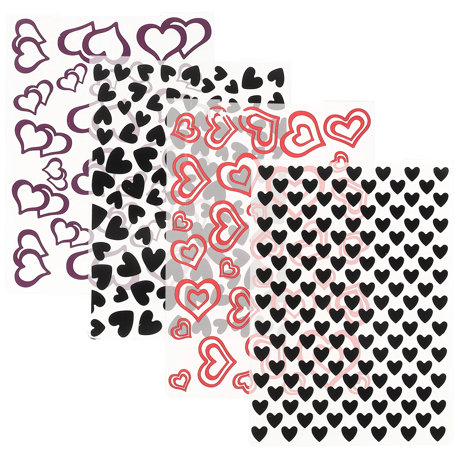 4Pcs Embossing Templates Plastic Craft Scrapbook Decorative Molds Valentine Hearts Patterns