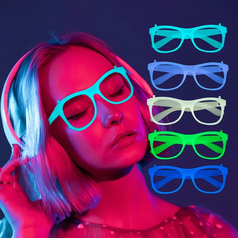 

Night Light Glasses for Party Rave Neon Light Up Eyewear KTV Bar Concert Glow Accessories Cyberpunk Festival Glasses Photobooth