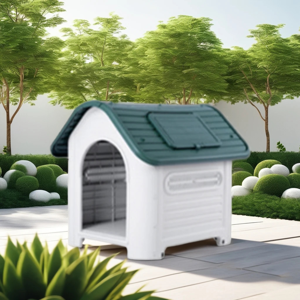 L Size Full Season Outdoor Kennel House Waterproof Rain-Proof Plastic with Sunroof Multiple Options Solid Pattern