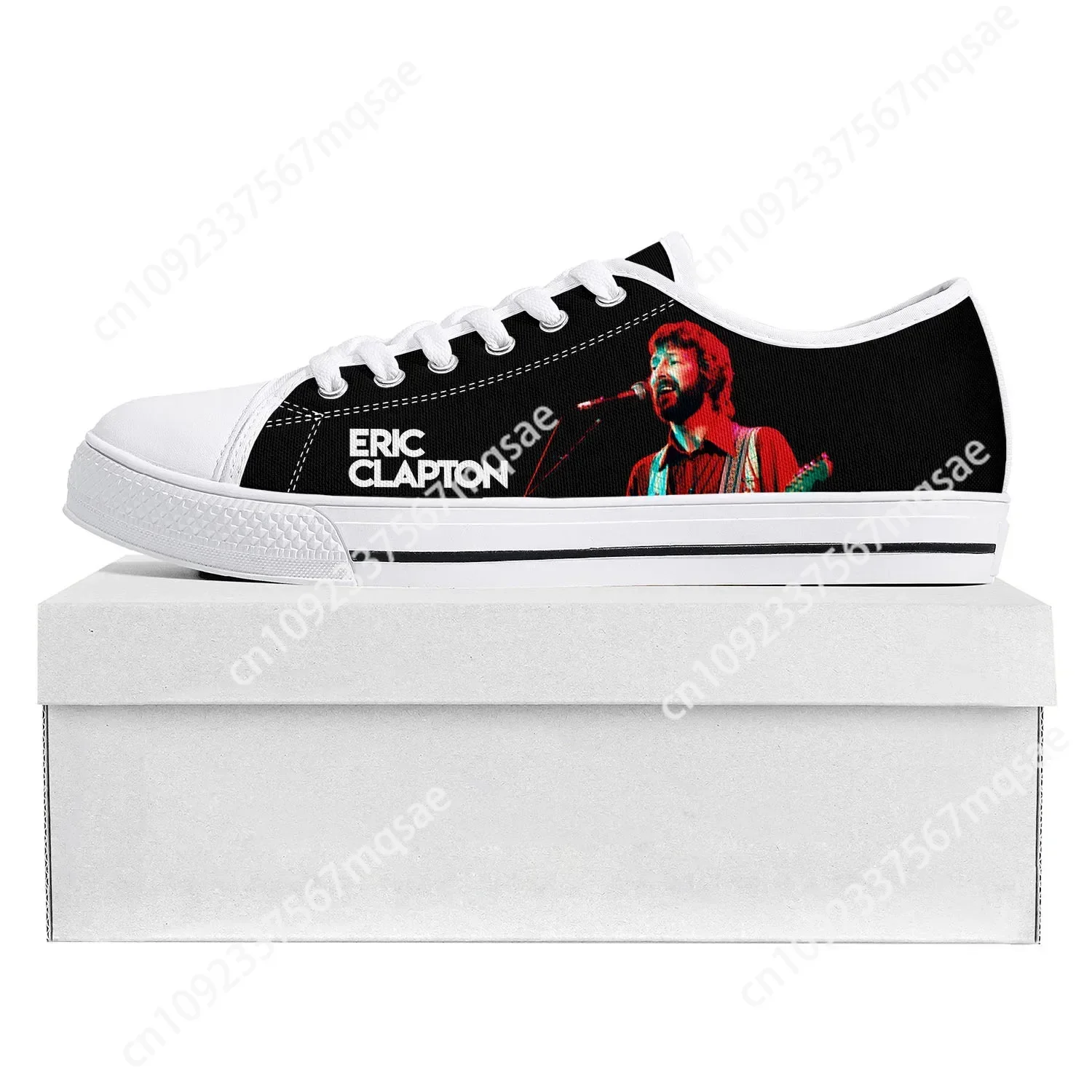 Eric Clapton Rock Musician Guitar Low Top High Quality Sneakers Mens Womens Teenager Canvas Sneaker Couple Shoes Custom Shoe