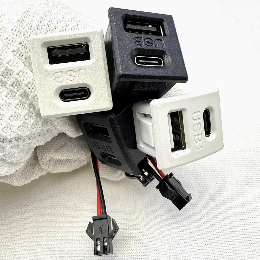 11pcs USB Type-c double-layer direct pressure female socket lamp toy usb charging port with wire SM connector 2A buckle plug