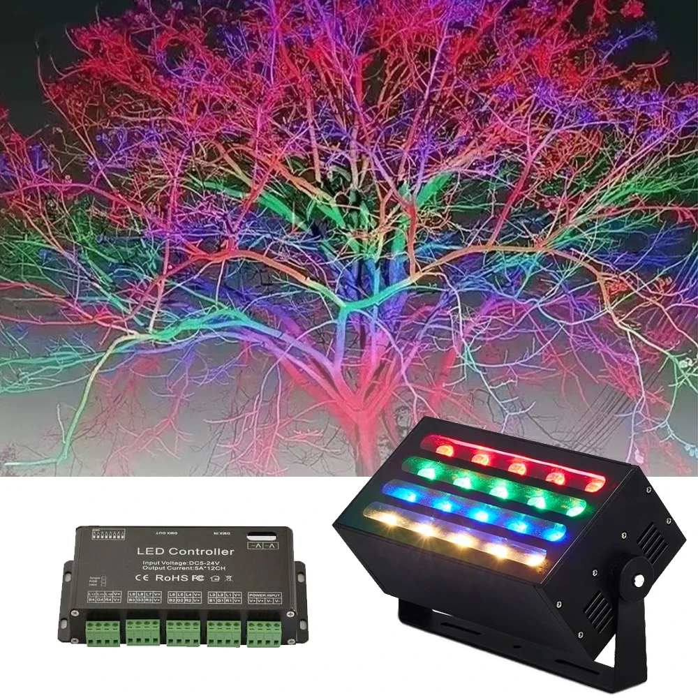 Outdoor 50W RGB Colorful Floodlight Led Dyeing Tree Lamp Waterproof Holiday Decorative 100-240V Landscape LED Rainbow Lighting