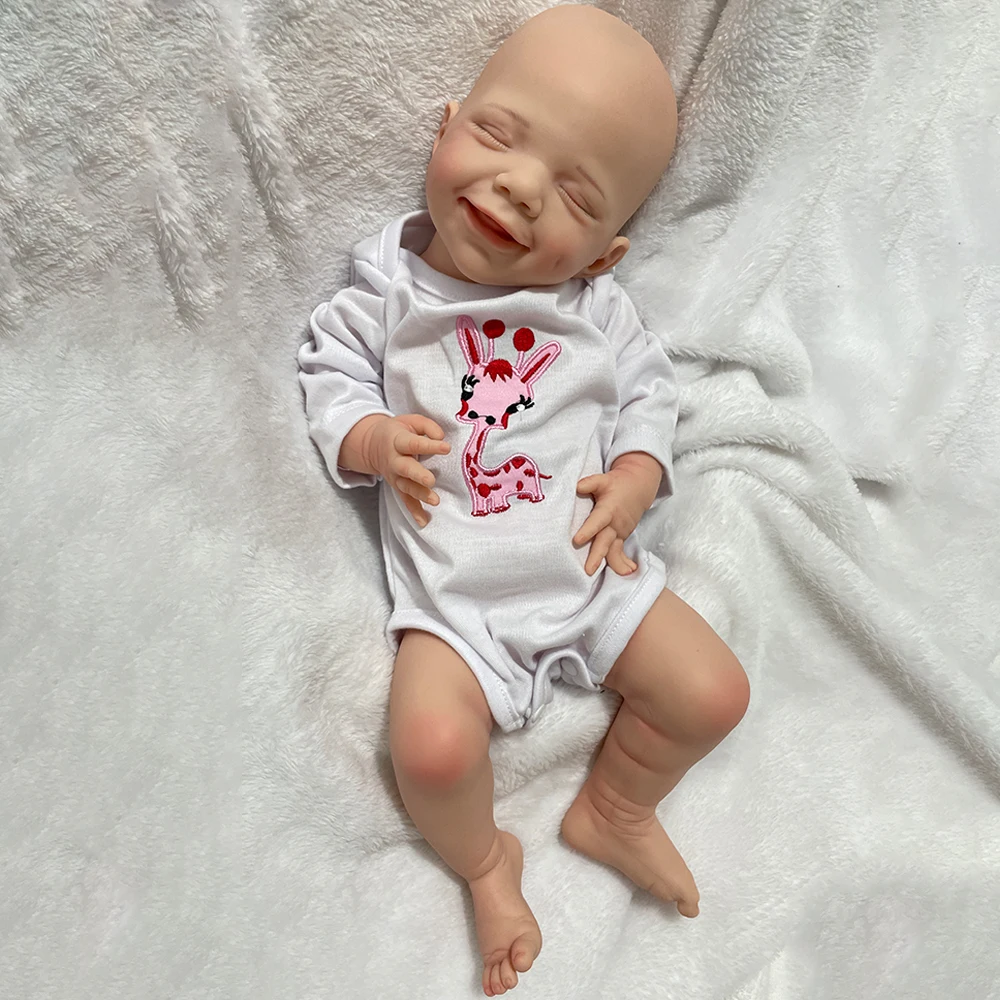 18" 100% Full Body Silicone Reborn Doll Handmade Flexible Newborn Baby Girl Soft Touch Xmas Gift Collectibles Anti-Stress