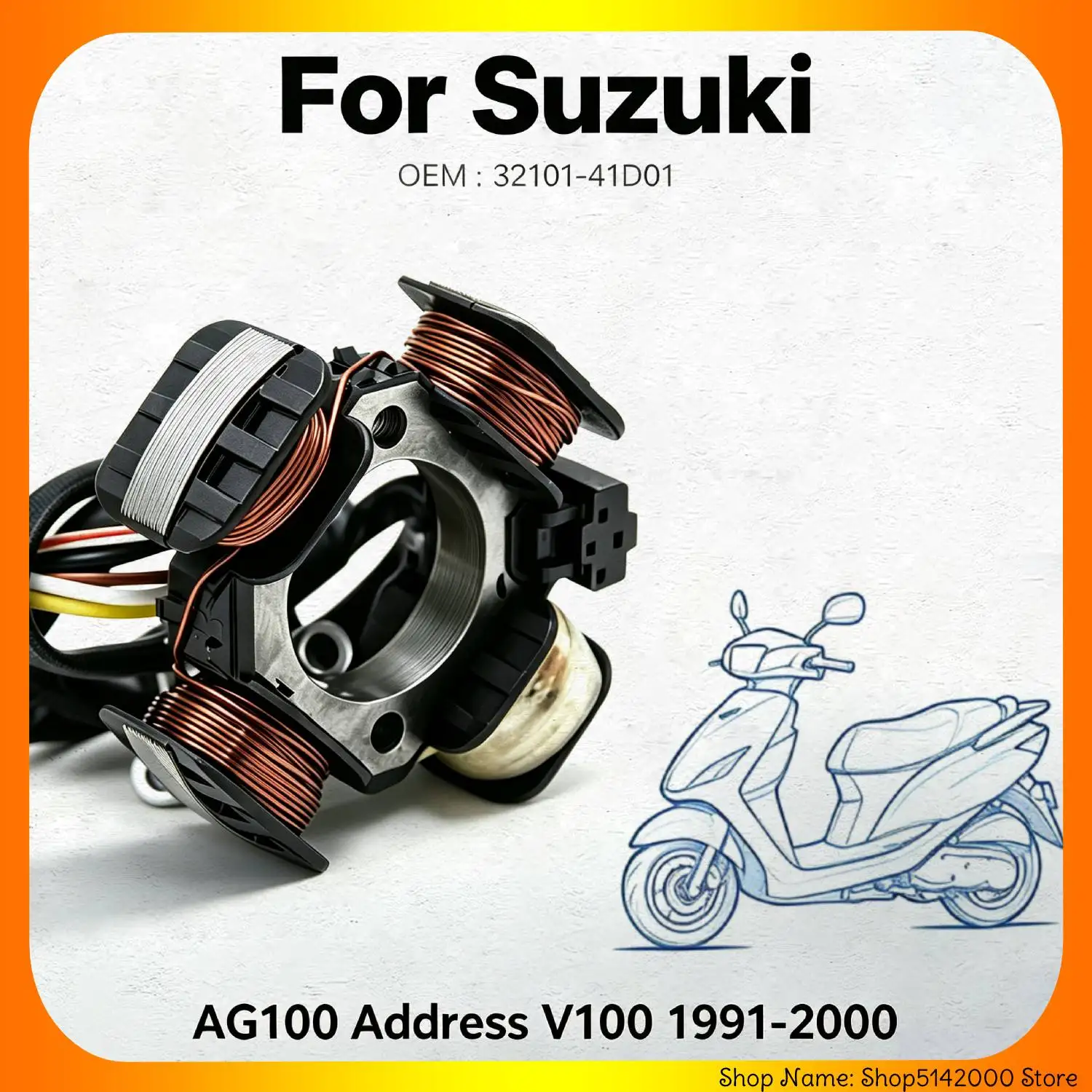 Magneto Engine Stator Generator Coil Ignition Stator Coil For Suzuki AG100 Address V100 32101-41D01