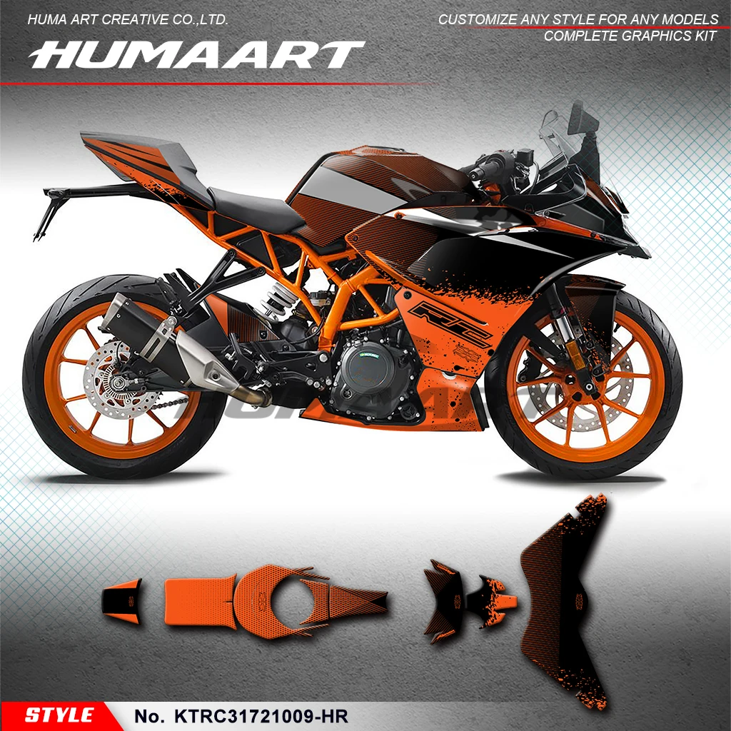 

HUMAART Custom Stickers Vinyl Decal for KTM RC 125 200 250 390 14 15 16 17 18 2019 2020 2021, Shield, KTRC31721009-HR