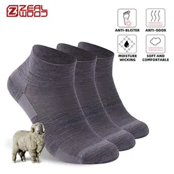 ZEALWOOD Merino Wool Running Socks Men Women No Show/Ankle/Crew Anti-blister Cushion Athletic Socks Ultra-Light Tennis 1/3 Pairs