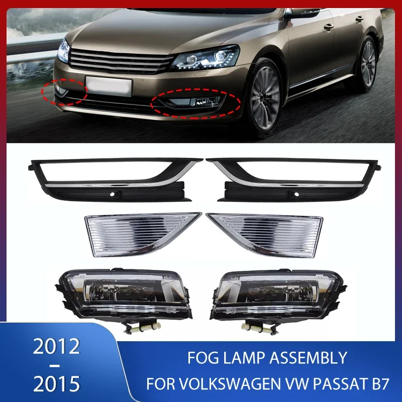 

4 Pcs Car Front Bumper Fog Light Halogen Fog Lamps Reflectors Trim For VW Volkswagen Passat B7 2011 2012 2013 2014 2015