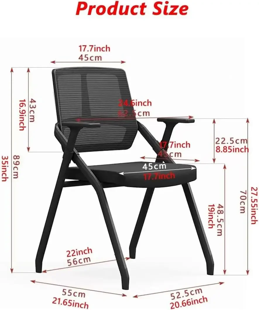 Breathable Mesh Stacking Conference Chair, Multifunction Folding Desk Chair for Meetings Negotiations(Black,Without)