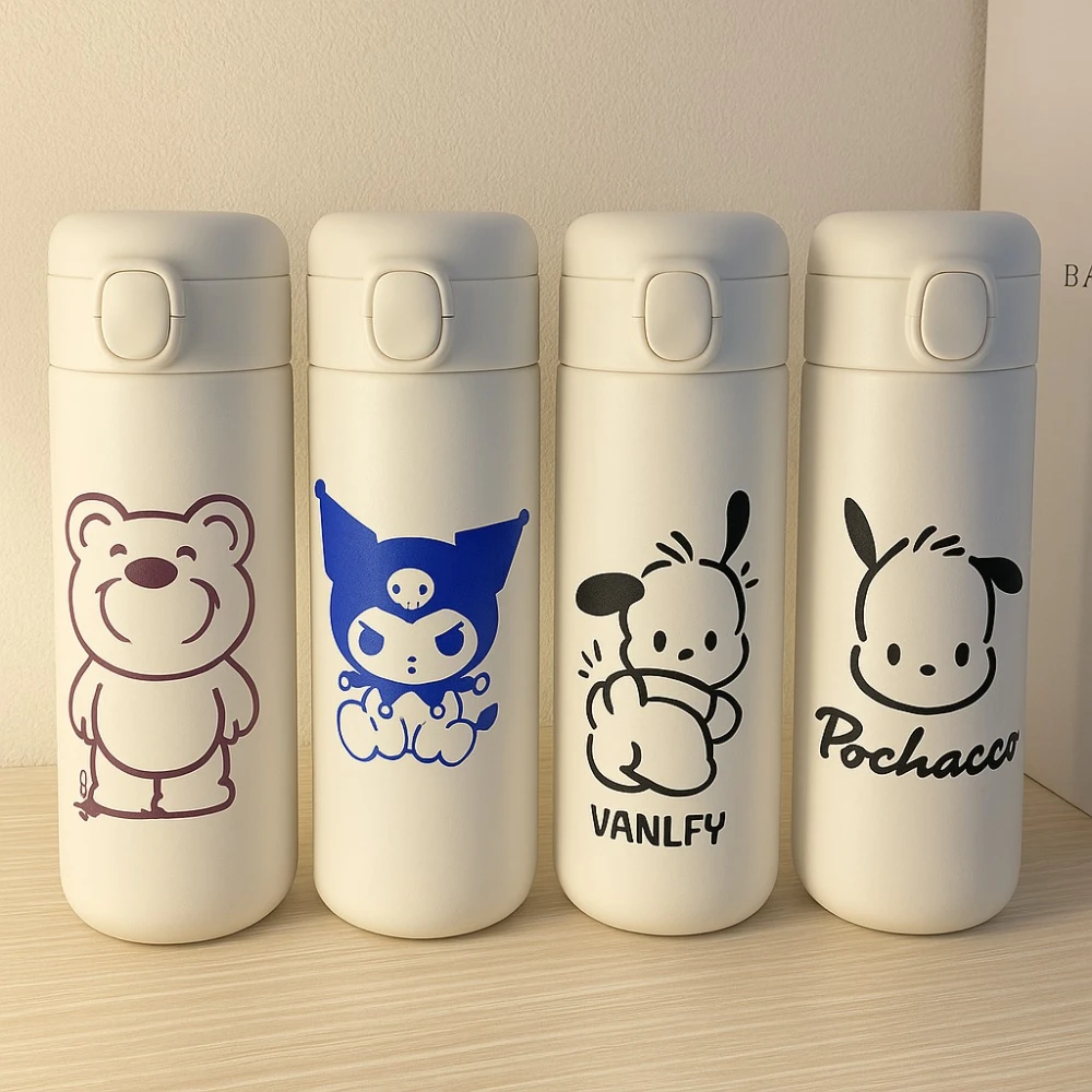 

MINISO Hello Kitty Cartoon Water Bottle Kids Water Gourds Portable Stainless Steel Sports Bottle Travel Bottle Birthday Gifts