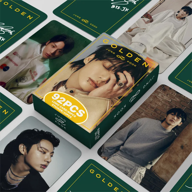 New 92 JUNGKOOK Solo Album GOLDEN Merchandise Photo Album Stickers JK Double-Sided LOMO Cards Celebrity Fan Gifts image 2