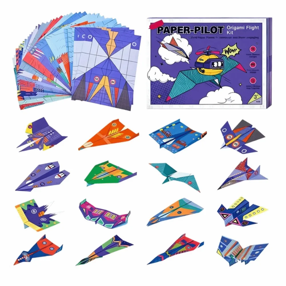 

Paper Handmade Airplane Origami Montessori Folding Airplane Origami Set Cartoon 3D Versatile Paper Aircraft