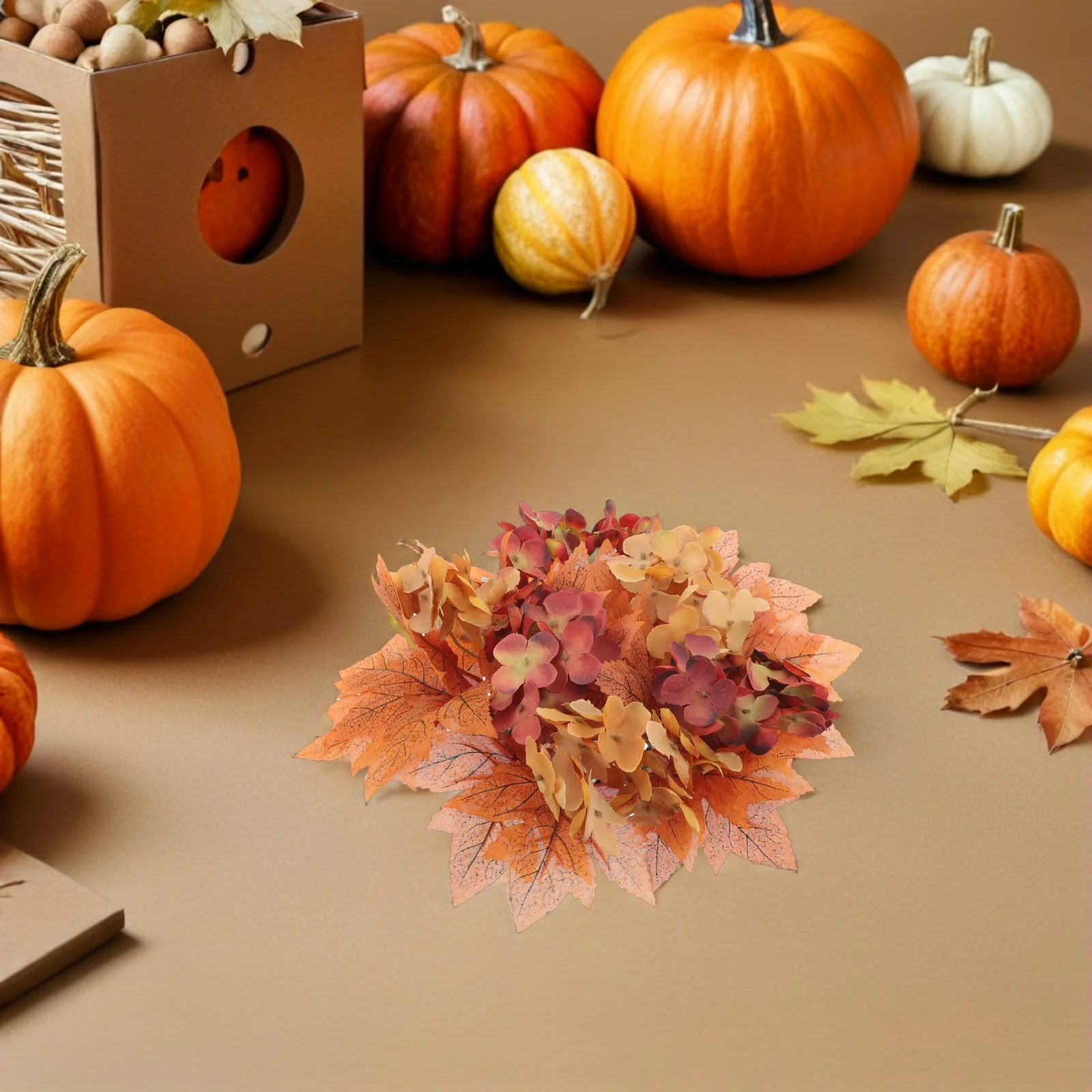 

2 Pcs Autumn Wreath Artificial Leaf Rings Decor Front Door Plastic Wreaths