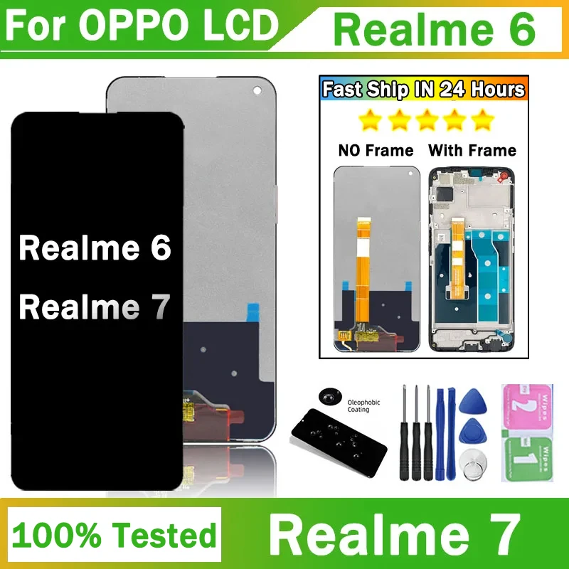 6.5”inch  realme 7 RMX2155 LCD Display For Oppo Realme 6 RMX2001 LCD Display Touch Screen Digitizer Assembly Replacement