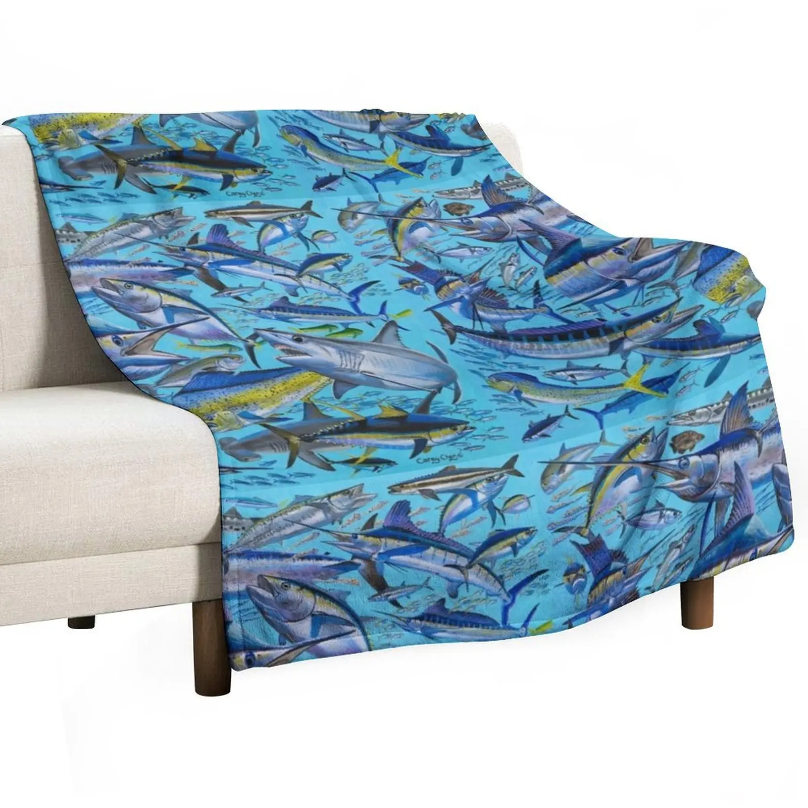 

Offshore Gamefish Collage Throw Blanket Loose Single Baby Blankets For Bed Blankets