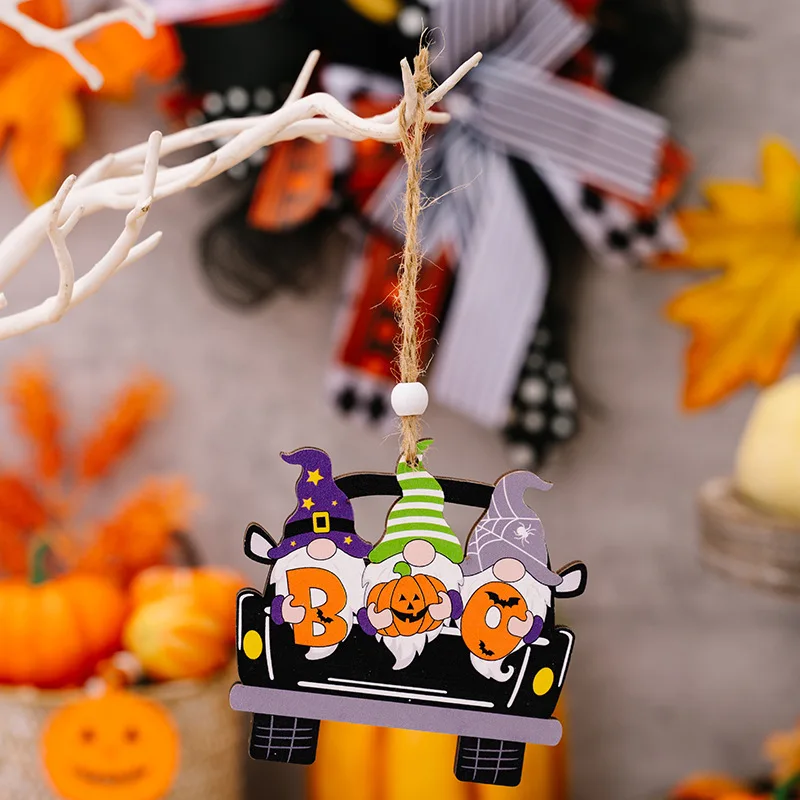 Halloween Hanging Ornaments Wooden Pendant Pumpkin Witch DIY Decoratiion Pendant Decor For Car Gift Household Party  Accessories