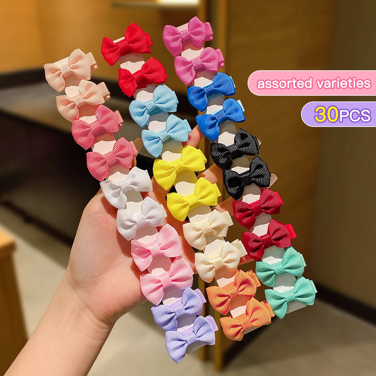 

30Pcs Random Color Fabric Bow Hair Clips Cute Bowknot Barrettes Daily Decorative Hair Accessories For Girls Women