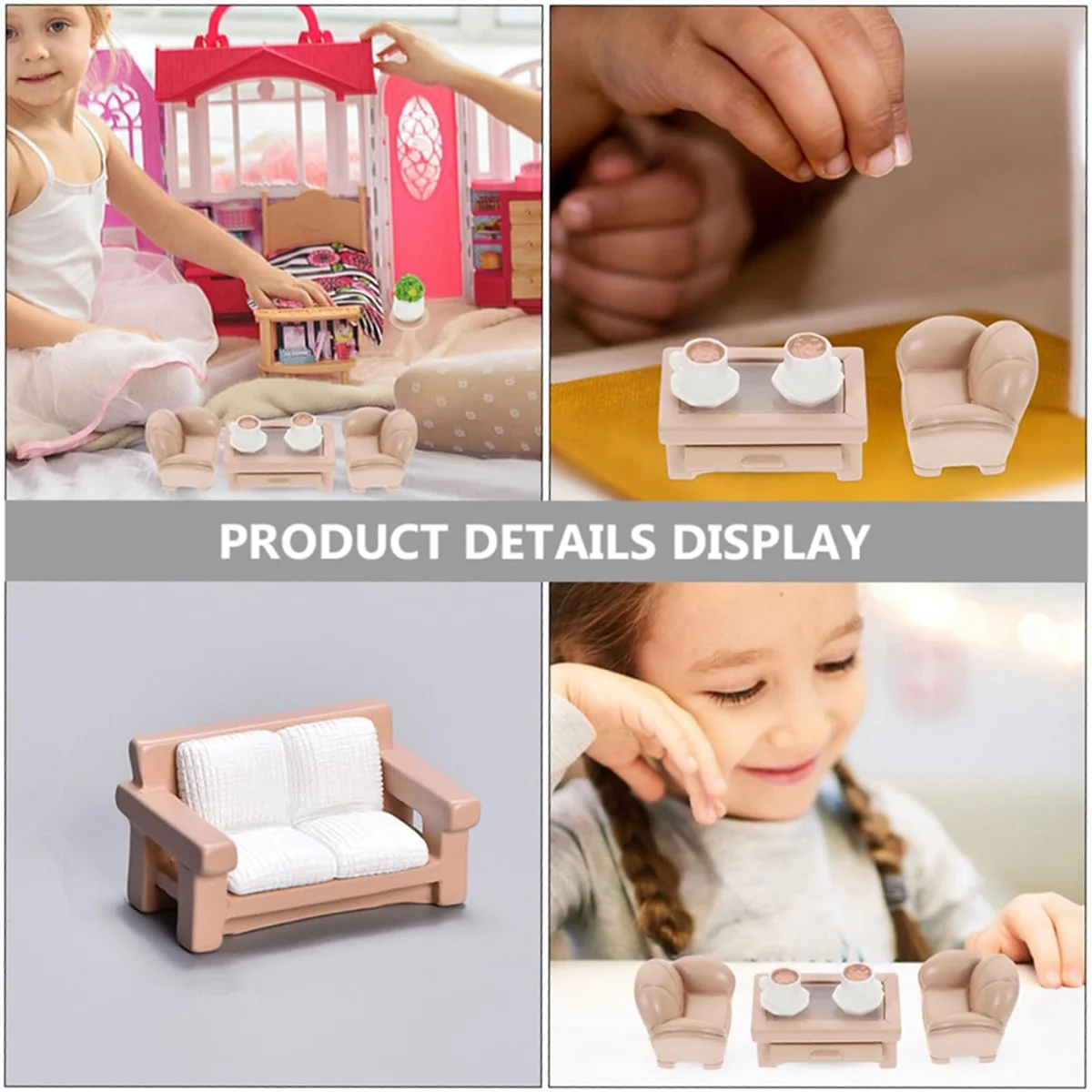 2 Satz Miniaturen Sofa Spielzeug Miniatur Ornament winziges Haus Sofa Tee tisch Sofa Modell winziges Sofa Spielzeug