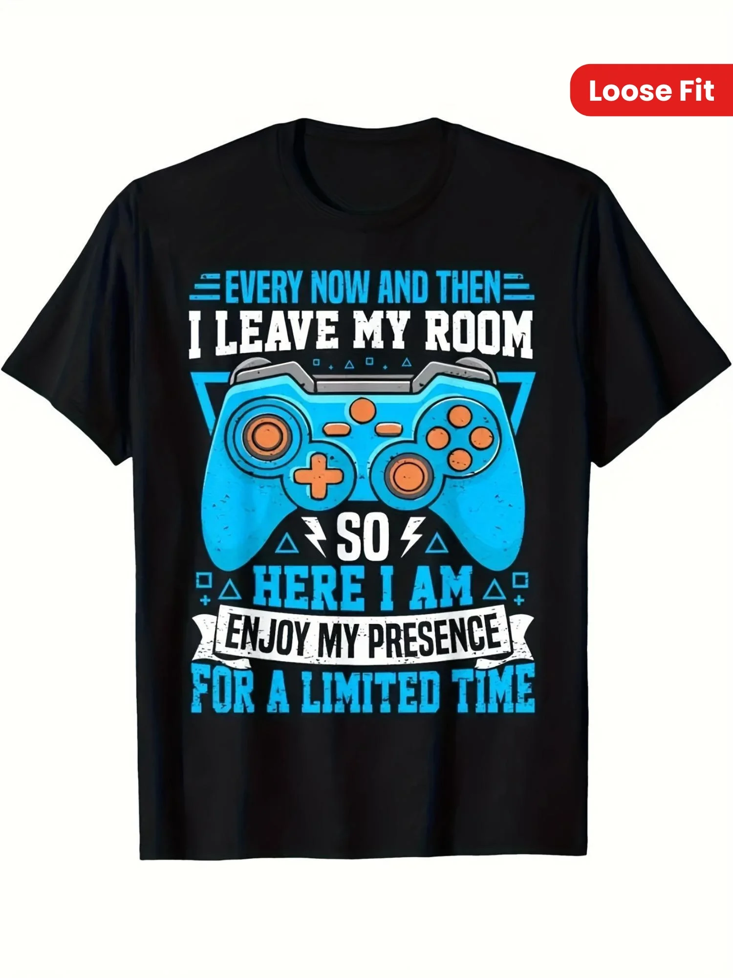 

[Gaming Tee] Funny Gaming T-Shirt for Men & Women | Black Loose Fit Casual Tee | Machine Washable | Gamer Apparel