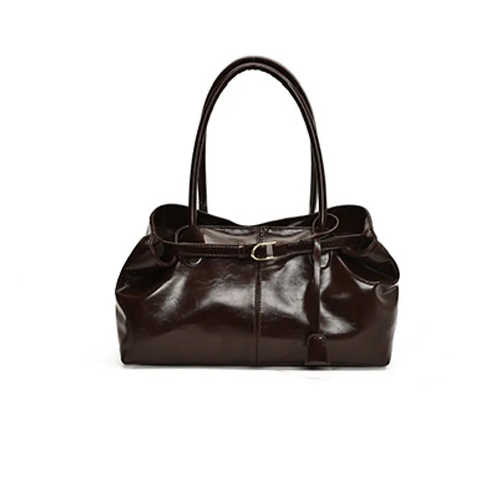 Fashion Oil PU Leather Handbag Multifunctional Large Capacity Tote Bag Casual Shoulder Bag Women