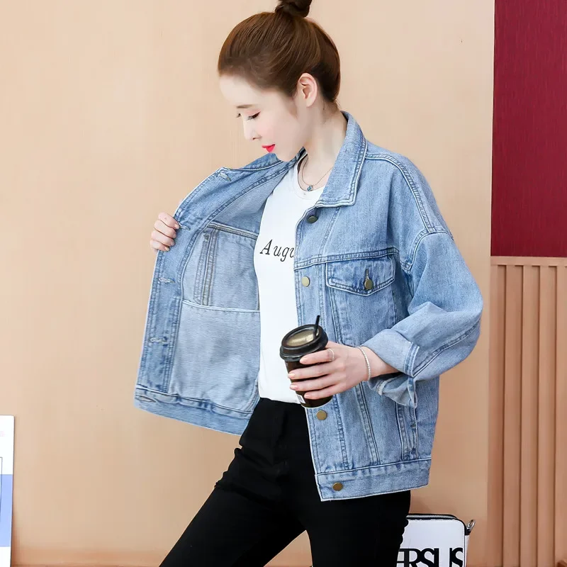 

Vintage Denim Jacket Women Spring Autumn 2023 Spring New Single-Breasted Jeans Coat Ladies Loose Outerwear Tide 4XL 5XL