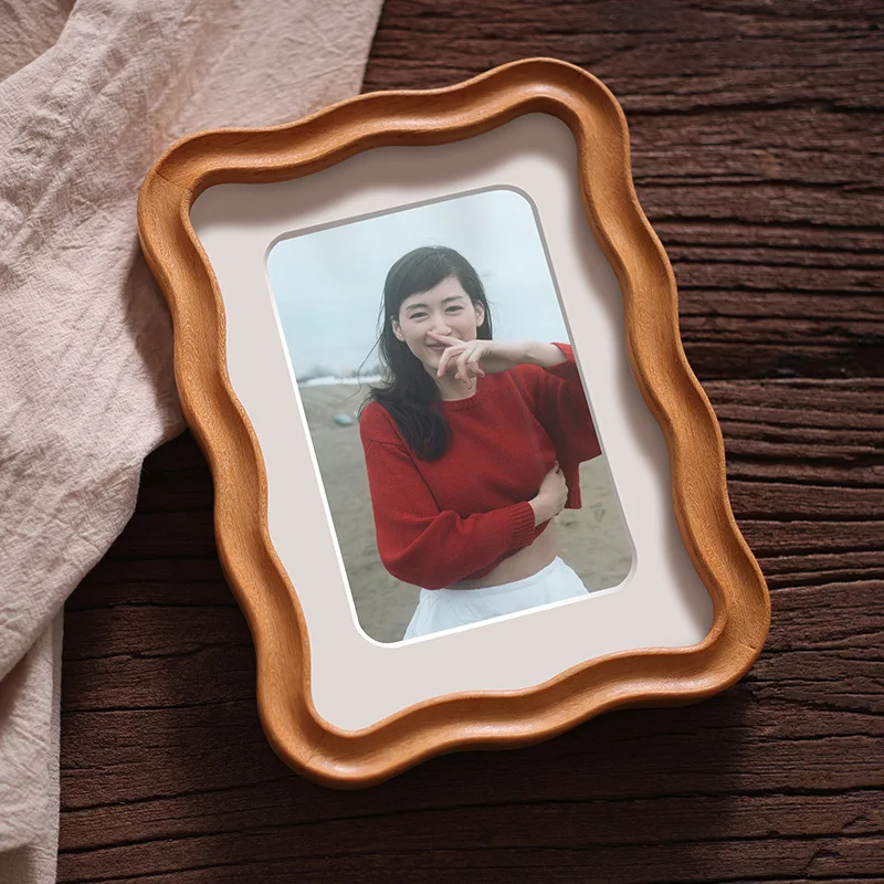 High-grade Solid Wood 10in A4 Frame Photos Wave Cartoon Kids Picture Frame Walnut Teak Wedding Tabletop Display Home Decor Gift