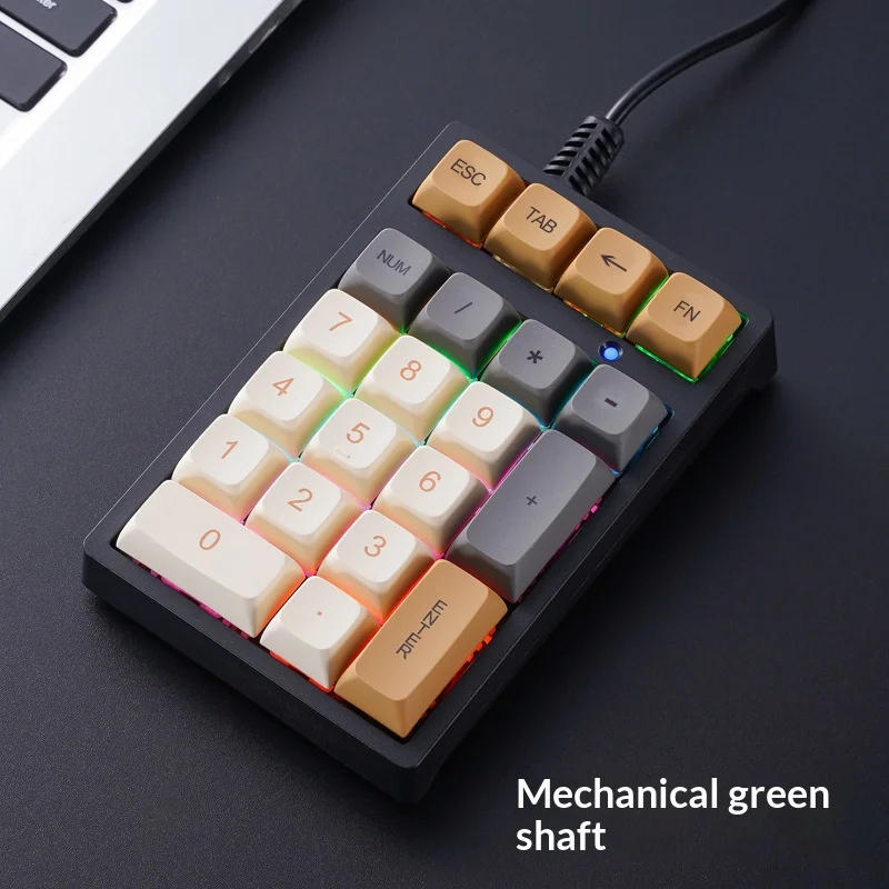 T21 Mini Number Keypad RGB Backlight Blue Switch APAYADO Portable Lightweight Wired Numpad for Securities Financial Workers