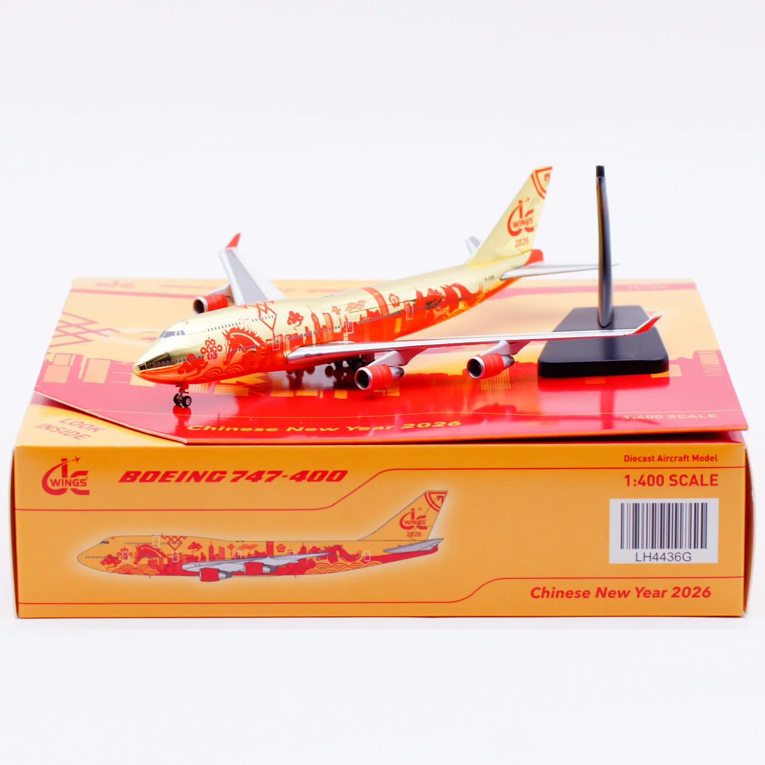 

Коллекционная модель самолета из сплава LH4436G, подарок, JC Wings 1:400, Fantasy Boeing B747-400 [2026 год, Год Лошади], литая модель самолета