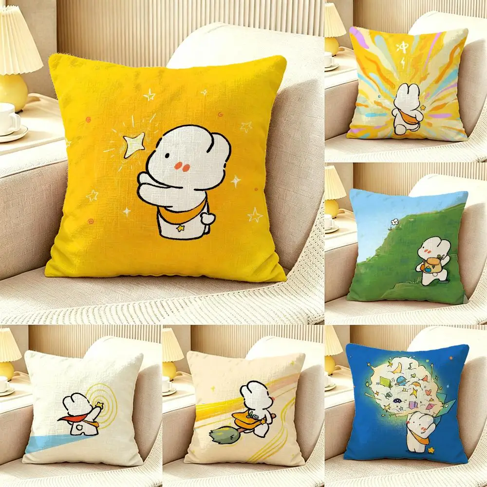 Cartoon Rabbit Cushion Cover Pillow Cover Nordic Minimalist Throw DoubleSided Print Cushion Case for Sofa Bedroom Decor