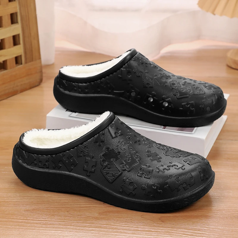 

New Winter Unisex Home Cotton Shoes Warm Plush Slippers Couple's Indoor Anti-slip House Slides Men And Women Soft EVA Shoes