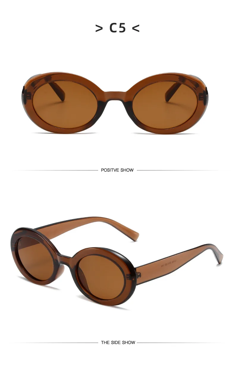 SO&EI Neue Ovale Gelee Farbe Frauen Sonnenbrille Mode Gelb Grün Shades UV400 Männer Trend Gradienten Sonnenbrille – Detail 11