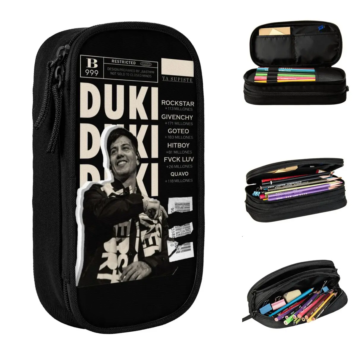 

DUKI Pencil Cases Fashion Rapper Pen Holder Bags for Student Big Capacity School Supplies Cosmetic Pencilcases