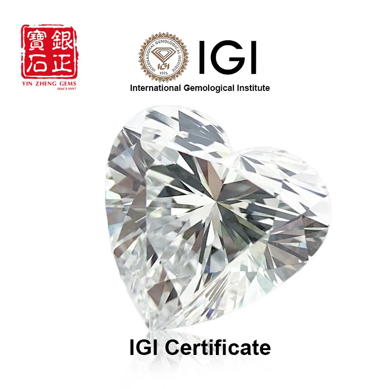 YinZheng Gemstones Lab Grown Diamond CVD Heart Cut D Color 1.01-1.27ct VVS2 2EX N Diamonds Lab Grown Diamonds Gem Stones