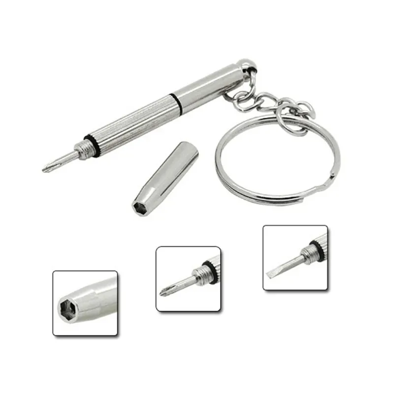 Steel Glasses Screwdriver Eyeglass Screwdriver Watch Repair Kit with Keychain Portable Hand Tools Precision Screwdriver Tools