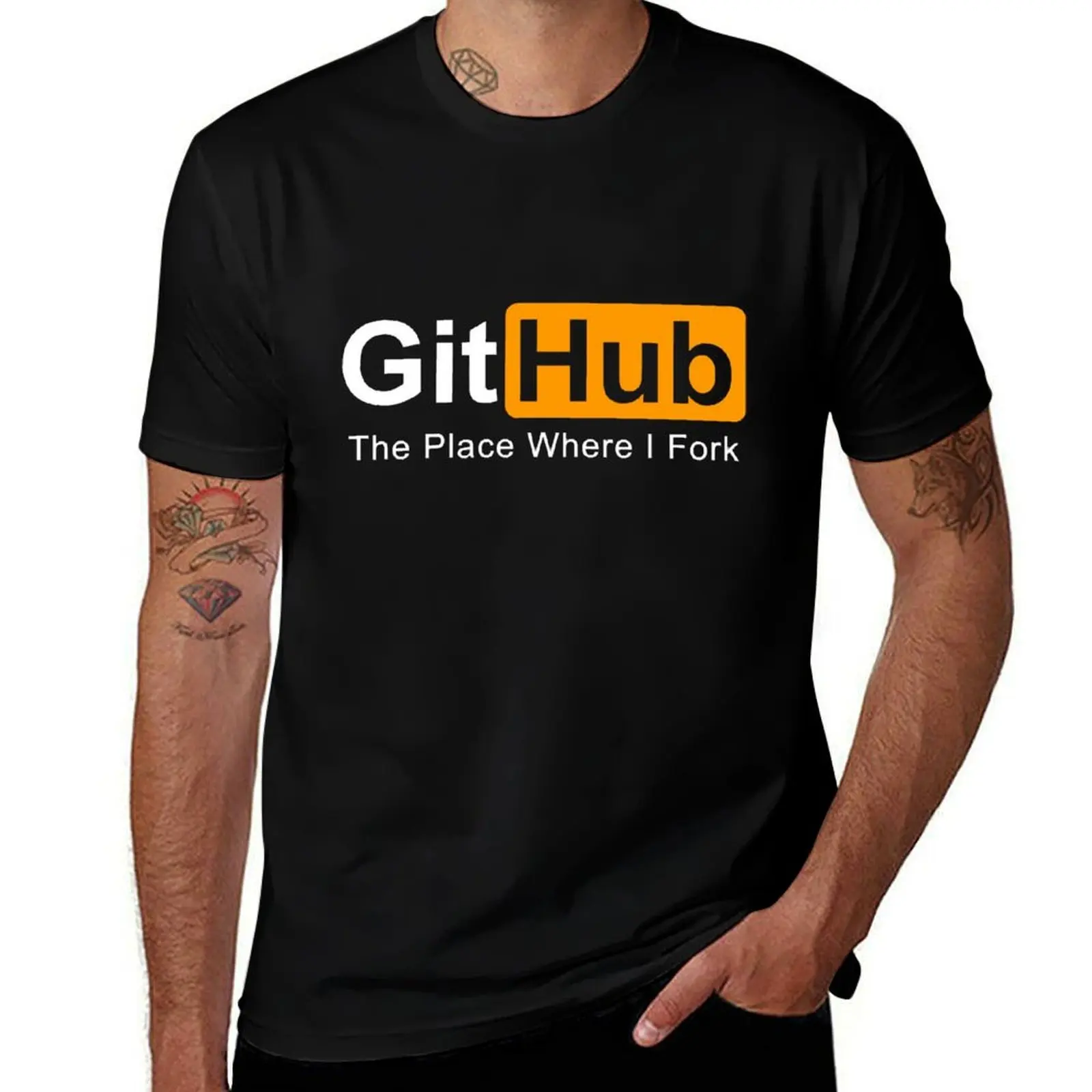GitHub The place where I Fork programming T-Shirt Gym Exercise Short Sleeve T-Shirt