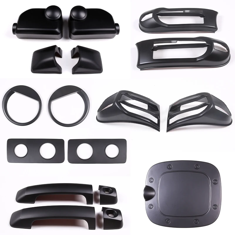 ABS Matte Black Car Accessories For Toyota FJ Cruiser 2007-2021 Rearview Mirror Cap Fuel Tank Cap Taillight Fog Light Trim