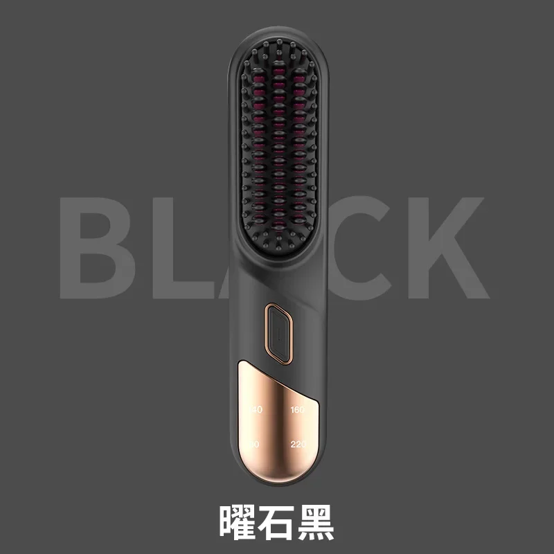 Cordless Negative Ion Hair Straightener Brush 2 In 1 Straight Curler Anti Scald Damage Free Portable Home Use Hair Styling Tool