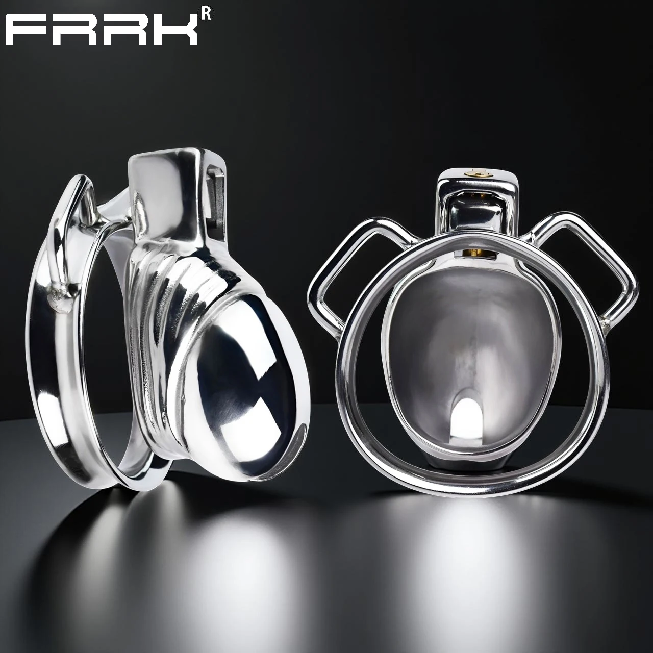 FRRK Real Dildo Steel Male Chastity Cage Urethra Open Invisible Lock пояс верности Penis Rings Bondage Sex Toys For Men Gay 18+