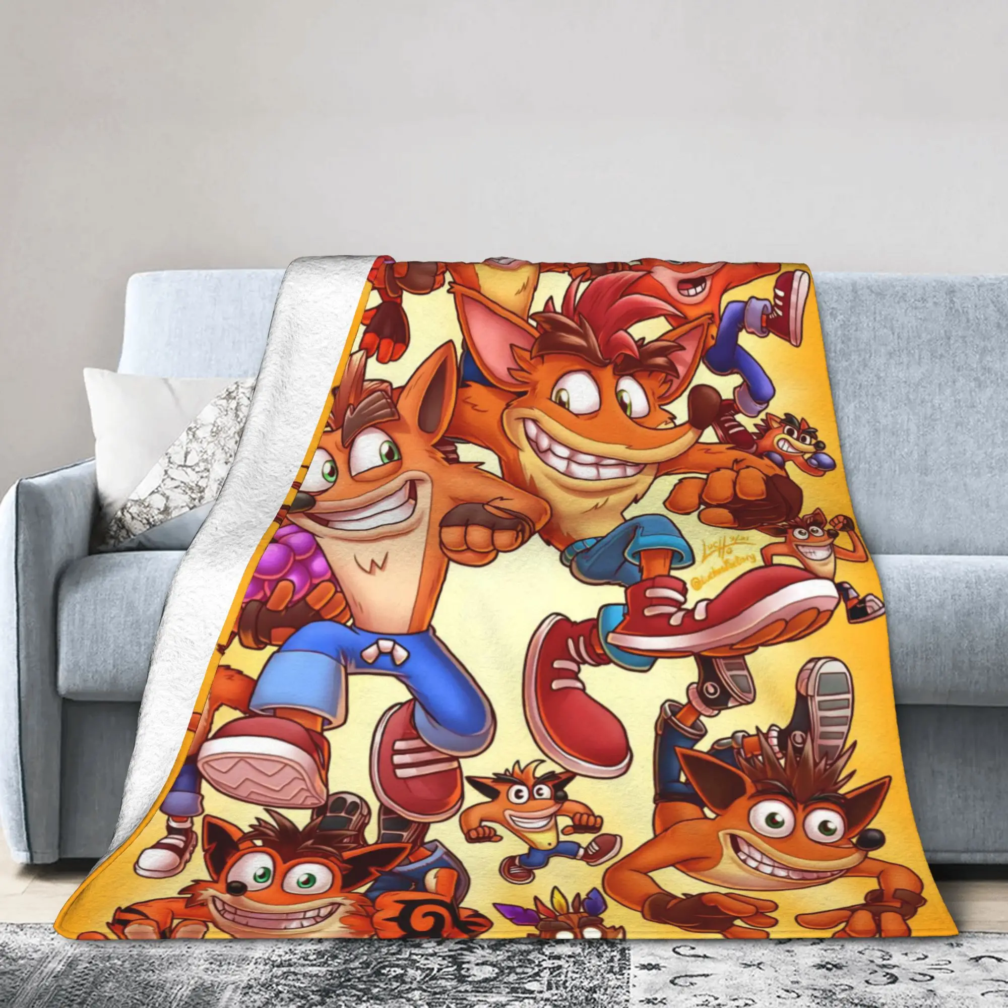 Crashed Game Bandicoots Blanket Flannel Spring/Autumn  Breathable Ultra-Soft Throw Blanket for Bed Office Plush Thin Quilt