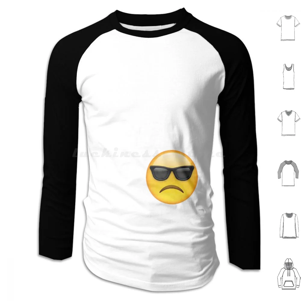 Sad Sunglasses Hoodie cotton Long Sleeve Sunglasses Tumblr Face Yellow Little Design Sad Cool