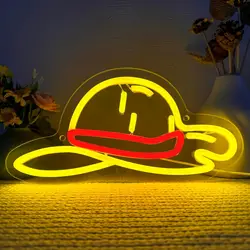 Anime Straw Hat Neon Signs for Wall Decor,USB Powered for Bedroom Wall Game Room Man Cave Room Birthday Christmas Gift